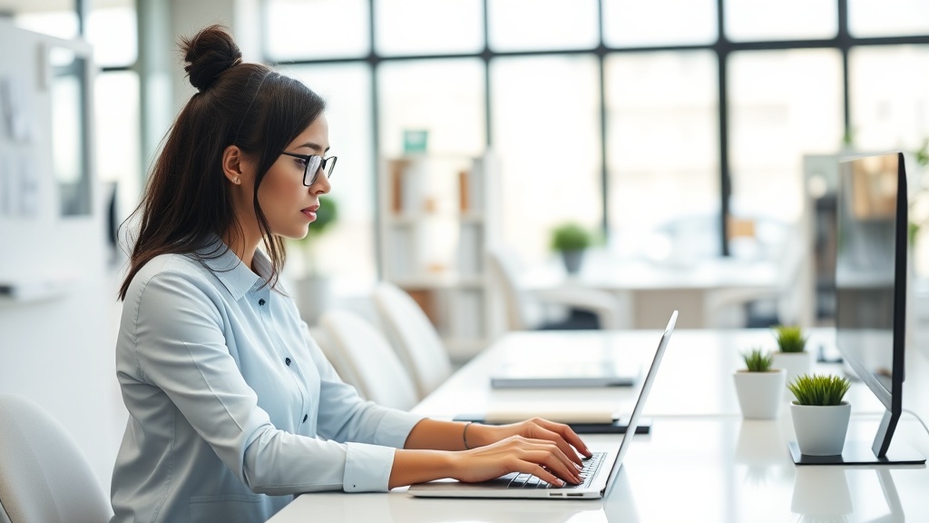 노트북 앞에서 집중하여 업무를 처리하고 있는 직장인의 모습
