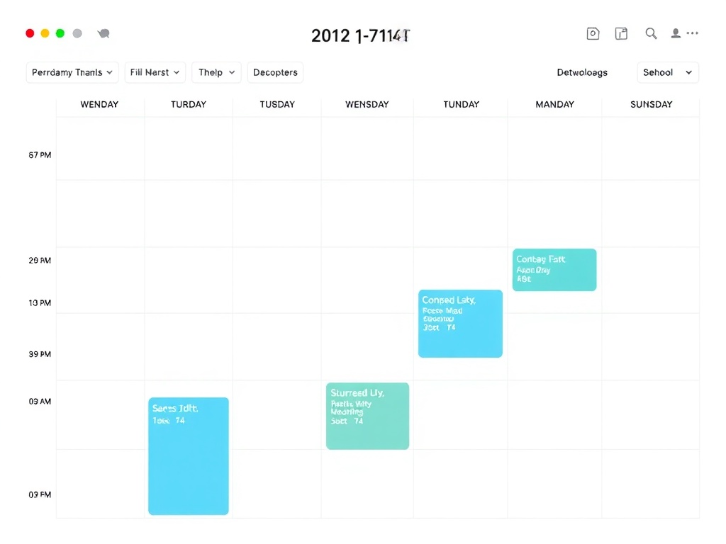 주간 캘린더에 색상별로 업무 블록이 깔끔하게 정리되어 있는 모습